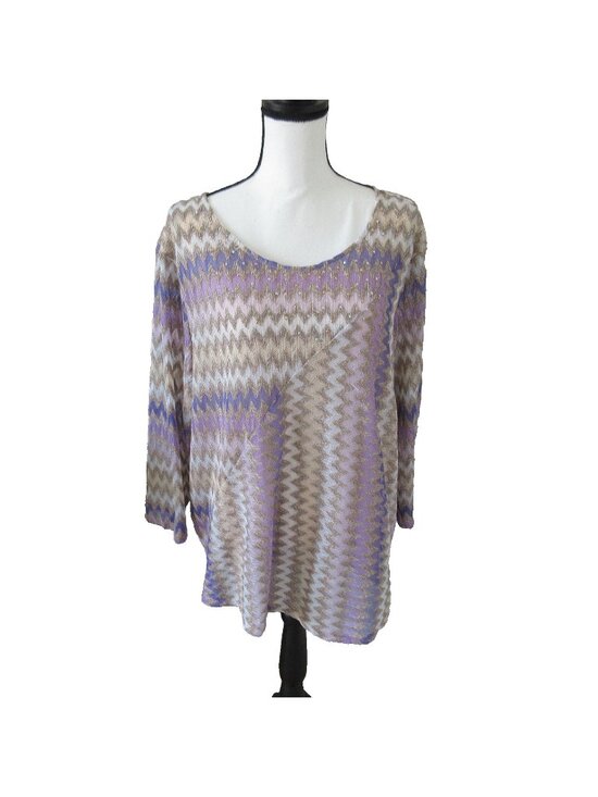 Alfred Dunner Tops - Alfred Dunner 3X Plus "Charm School" Purple /Gold Chevron Zig-Zag Knit Top